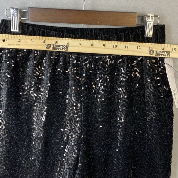Soft Surroundings Eva Sequin Pants Womens Size Small Boot Cut Black Sparkle NWT - Picture 3 of 12